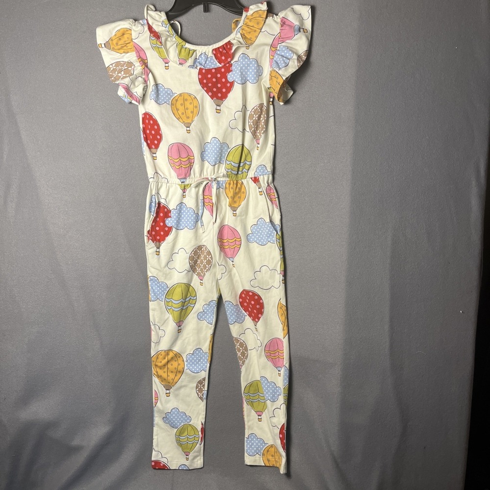 Eleanor Rose Cream Jumpsuit with Colorful Hot Air Balloon Print